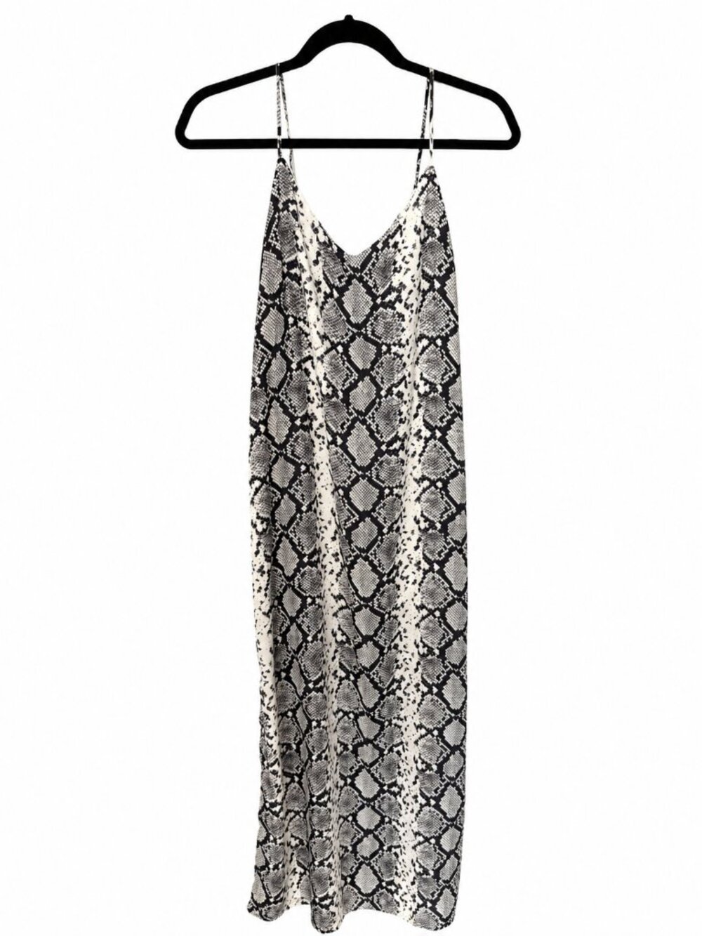 Black & White Snake Print Slip Maxi Dress